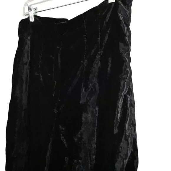 Zara Crushed Velvet Pants High Waist Black  Super Soft Size Medium - Picture 5 of 12
